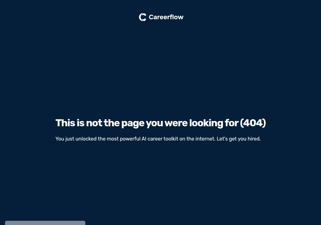 Careerflow 404 page titled 'This is not the page you were looking for (404)' at the /pricing URL