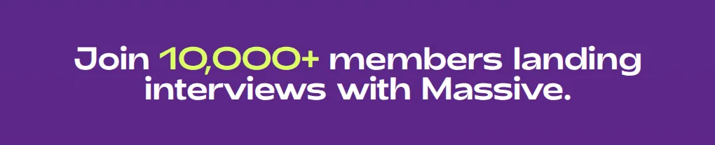 Section heading on the Massive homepage reading 'Join 10,000+ members landing interviews with Massive'