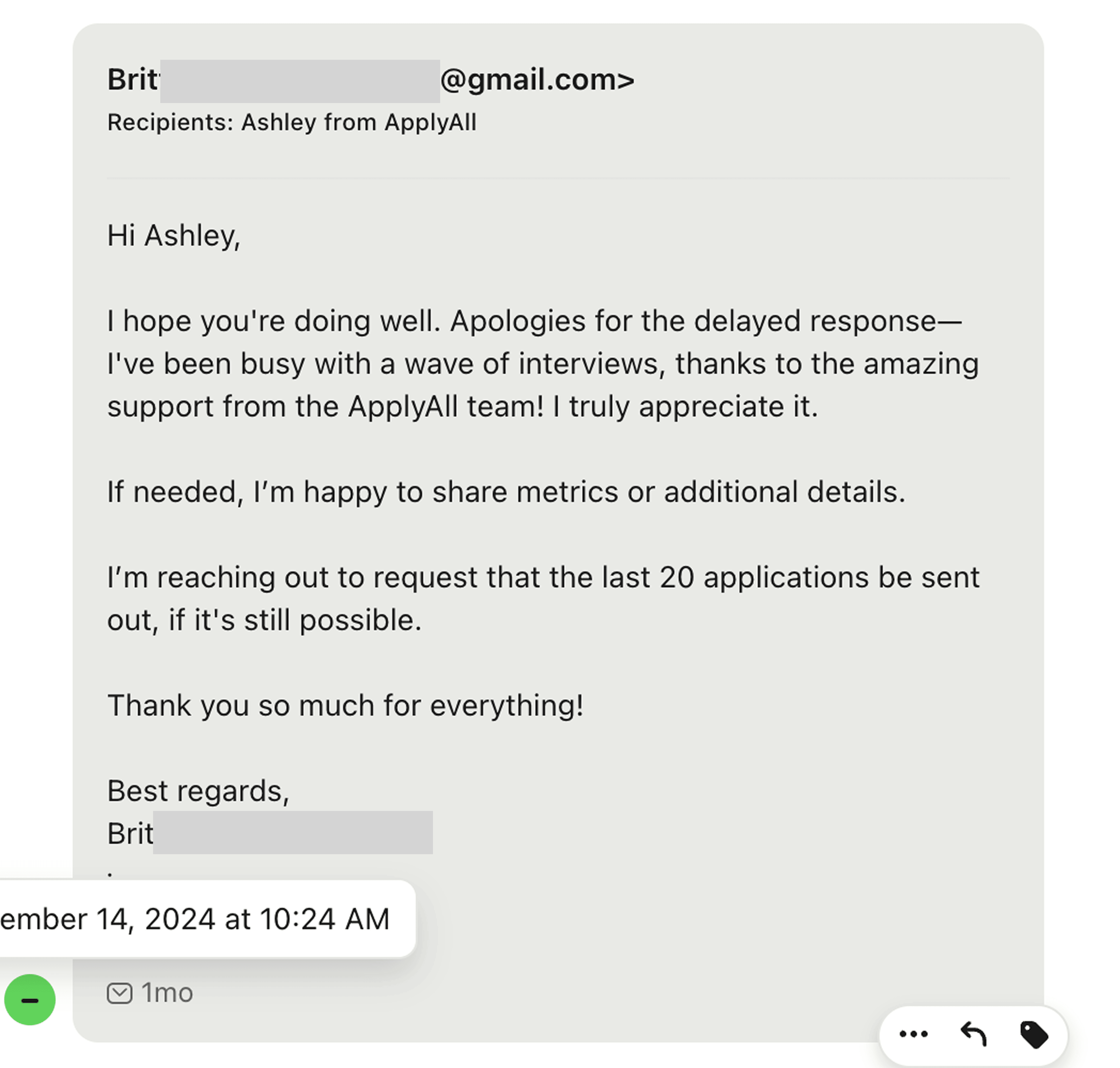 Customer screenshot