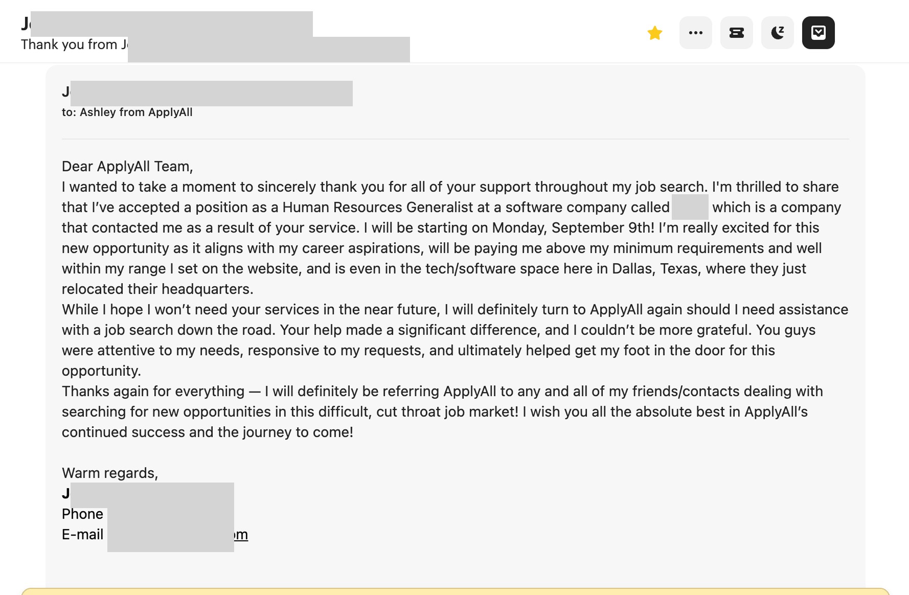 Customer screenshot