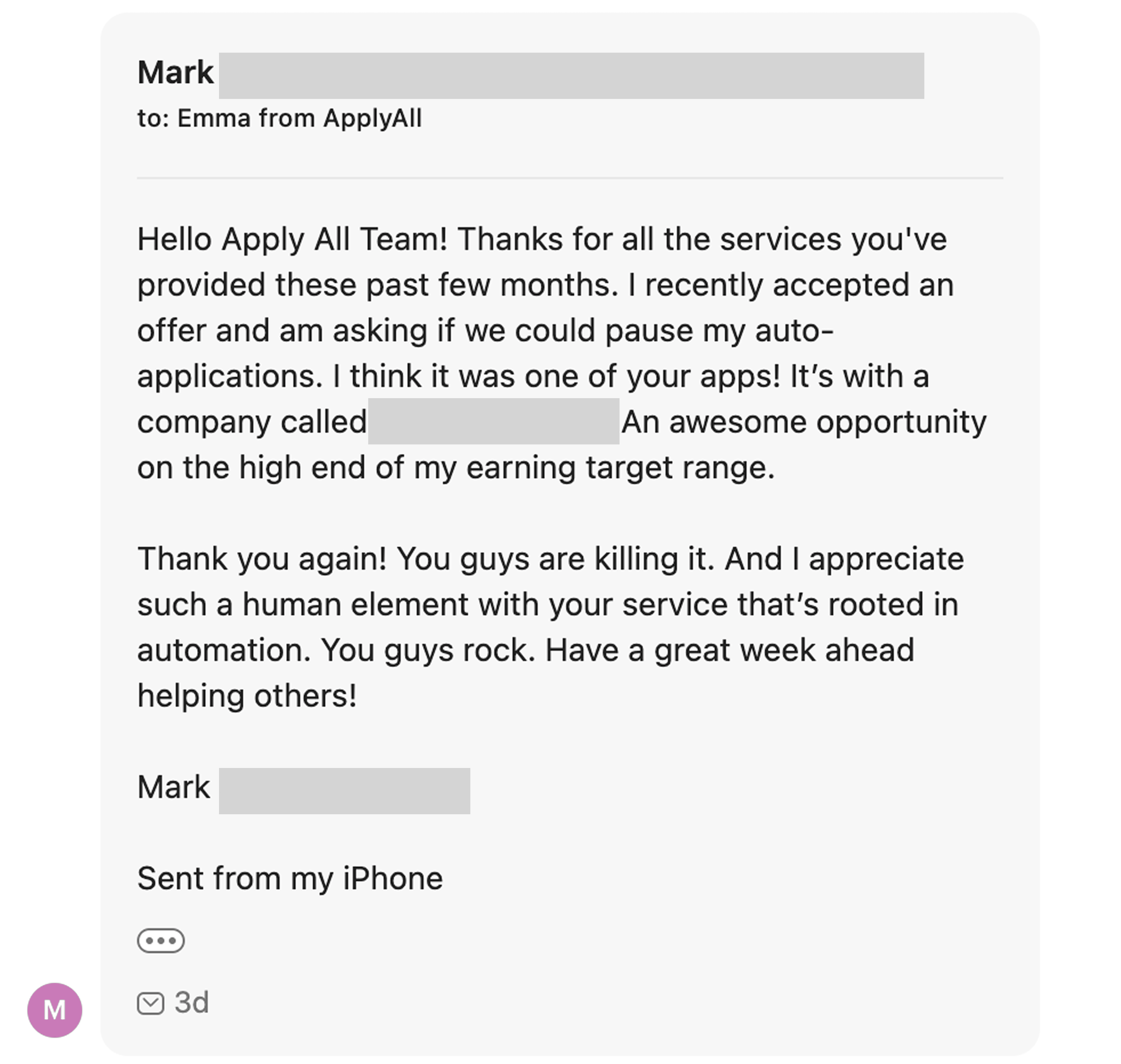 Customer screenshot