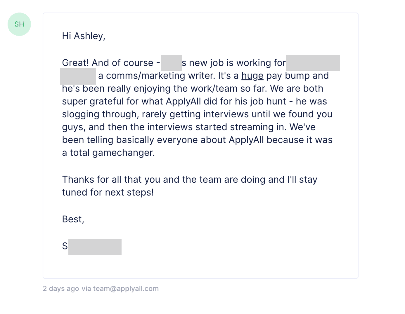 ApplyAll customer screenshot