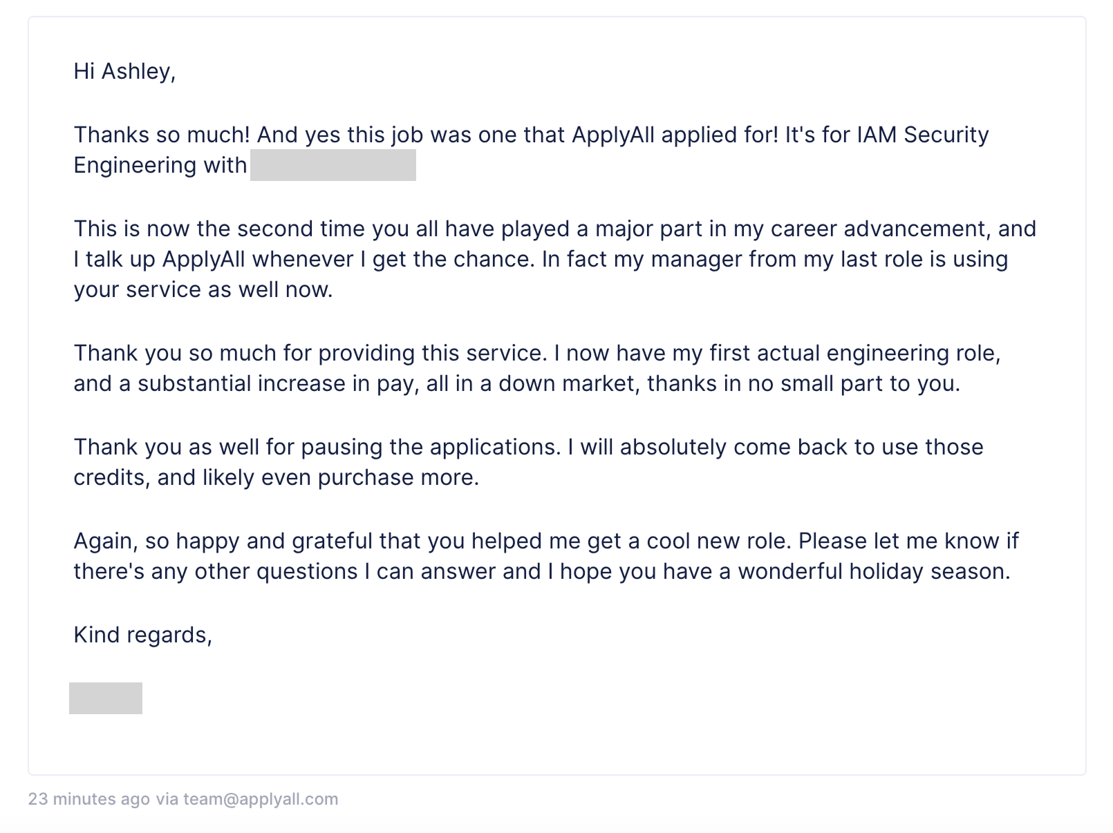 Customer screenshot