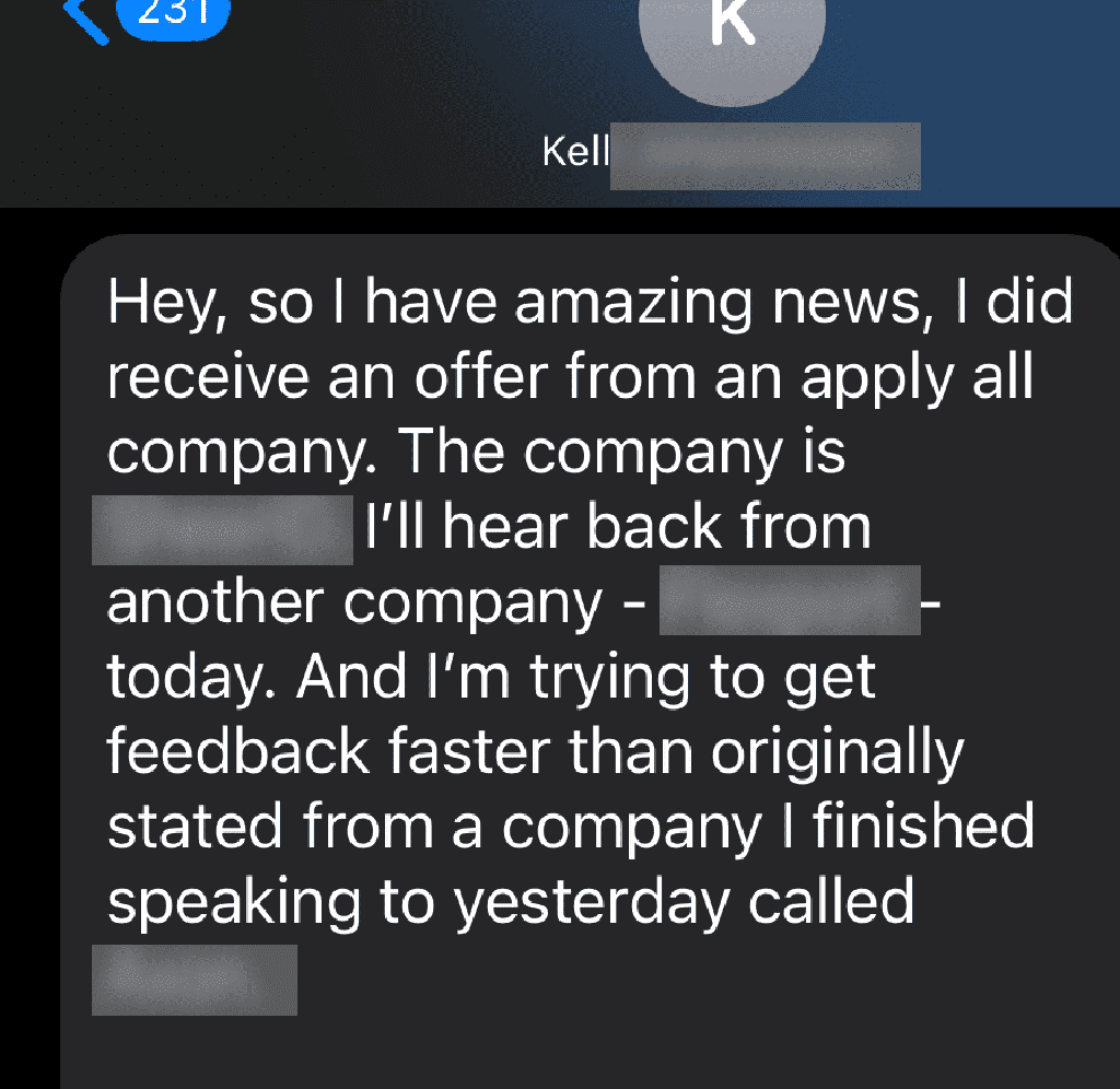 Customer screenshot